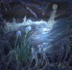 Jääportit-bändin single "Suon suloaessa" etukansi on kylmänsininen piirros jonkinlaisesta suosta, jonka yllä hohtaa täysikuu. Suon laidalla vehreää luontoa.