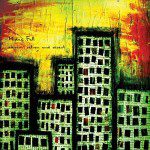 Midas Fallin albumin "Eleven. Return and Revert" etukannessa näkyy maalaus tai piirros kerrostaloista, jotka ovat kellertävää taivasta vasten. Taivaan laidoilla punaista väriä. Kuvan vasemmassa yläkulmassa pienin, ohuin mustin kirjaimin sekä yhtye