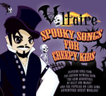 "Spooky Songs For Creepy Kids" -albumin etukannessa piirretty Voltairea muistuttava hahmo ja sen oikealla puolella artistin logo ja albumin nimi kellertävin kirjaimin. Taustalla violetti taivas ja lentäviä lepakoita.