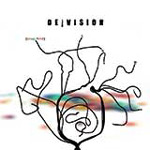 Valkoinen pohjaväri ja sitä vasten mustia rönsyjä, joiden yläpuolella lukee tunkkaisella värillä De/Vision.