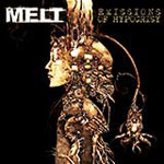 Musta pohjaväri ja sen päällä piirros jonkinlaisesat patsaasta, joka muistuttaa osittain ihmistä ja osittain hirviötä. Vasemmassa yläkulmassa lukee Melt ja sen oikealla puolen "Emissions of Hypocrisy".