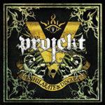 "Exhilarate & Disgust" -albumin etukannessa koristeellisia kehyksiä ja rimpsuja, joiden keskellä suuri keltainen V-kirjain.