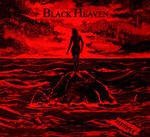 Piirros punamusasta maisemasta, jossa seisoo ihmisen musta siluetti punaisen taivaan edessä. Kuvan yläosassa Black Heavenin logo.