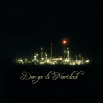 Musta pohjaväri ja sen päällä valokuva kaukaisen kaupungin valoista, joiden alla lukee kaunokirjoituksella Danza de Navidad.