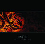 Musta taustaväri ja sen keskellä vasemmassa laidassa punaisia rattaita ja pyöriä. Alaosassa hennoin kirjaimin sana Irrlicht.