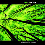 Valokuva vihreästä taivaasta, jota vasten lehdettömiä, korkeita puita. Niiden yllä mustan palkin päällä lukee Logic & Olivia.