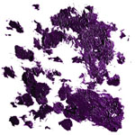 Valkoinen tausta, jonka päällä violetinvärisiä tahroja, joista muodostuu naisen kasvot.