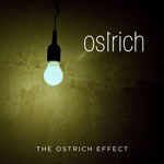 "The Ostrich Effect" -albumin etukannessa vihertävä hehkulamppu, joka valaisee hämärää seinää. Kuvan oikeassa yläkulmassa lukee valkoisella Ostrich.