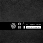 "Apocalypse Parties" -singlen etukannessa tummanharmaa tausta, jonka päällä lukee valkoisella värillä Glis ja sen oikealla puolen viivakoodin vieressä singlen nimi.