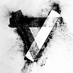 Mustavalkoinen kuva tahrasta, joka vaaleaa taustaa vasten mustalla värillä. Se muistuttaa kolmiota, jonka oikea sivu on vaaleaksi peitetty.