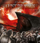 Punertava piirros tai valokuva ihmispaljoudesta, joka kävelee suuren jyrkänteen rinnettä pitkin ylöspäin. Kuvan yläosassa lukee "GeistErfahrer" goottilaisella fontilla.