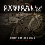 Cynical Existence -logo kuvan yläosassa valkoisella. Taustalla valokuva ränsistyneestä ja vanhanaikaisesta lasten polkupyörästä.