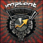 Implantin logo valkoisella kuvan yläosassa. Keskellä ympyrän sisältä tuleva keltainen nuoli. Sen yllä mustalle plakaatille kirjoitettu "The Productive Citizen".