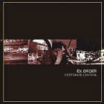 Ex.Order-bändin "Corporate Control" -albumin kansikuva, joka on mustaa taustaa vasten. Keskellä kantta jonkinlaisia valokuvia, sekä bändin logo ja albumin nimi.