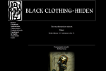 Kuvakaappaus Black Clothing Hiiden nettisivujen etusivusta, jossa musta tausta ja teksti valkoisella.