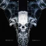 Musta tausta, jota vasten savuavia tupakansavun aaltoja. Kuvan keskellä näkyy pääkallohahmo.