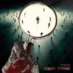 Piirros suurennuslasista, josta näkyy ihmisten mustia varjoja tai siluetteja.