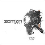 Soman-bändin 'Mask'-albumin kansikuva, jossa näkyy valkoista taustaa vasten sekä bändin logo että albumin nimi. Oikeassa laidassa jonkinlainen kasvomaski.