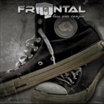 Valokuva kahdesta vanhanaikaisesta lenkkitossusta. Tossujen yllä Frontal-logo.