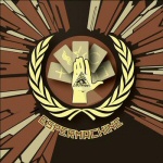 Ruskean eri sävyjä ristiin rastiin ja kuvan keskellä ihmisen kämmen, jonka päällä kolmio. Käden alla Espermachine-logo.