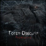 Totem Obscuran logo valkoisella värillä tummanharmaata taustaa vasten. Taustakuvana jonkinlaisia abstrakteja kuvioita.