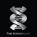 Mustaa taustaa vasten DNA-rihman osaa muistuttava kierrespiraali, jonka alla lukee The Iconoclast.