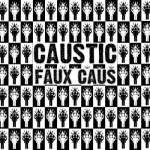 Mustavalkoinen kuva, jossa samana toistuva kuvio ja keskellä Causticin nimi mustalla valkoista vasten.