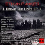 Mustaharmaa kuva suurkaupungisa, joka näkyy siluettina kauempana. Yläosassa kuvaa lukee futuristisella fontilla Ethan Fawkes.