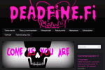 Mustaa taustaa vasten vaaleanpunaisella värillä kirjoitettu Deadfine.fi.