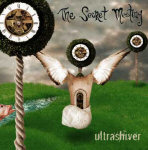 The Secret Meeting -bändin esikoisalbumin 'Ultrashiver' kansitaide, jossa näkyy abstrakteja hahmoja ja muotoja. Vihreä maa ja pilvinen taivas. Maan päällä leijuu talo, jolla on siivet ja omituinen pää.