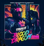 Värikäs sarjakuvamainen piirros pyssysankarista, jonka alapuolella lukee "Trials Of The Blood Dragon" räiskyvällä tyylillä.