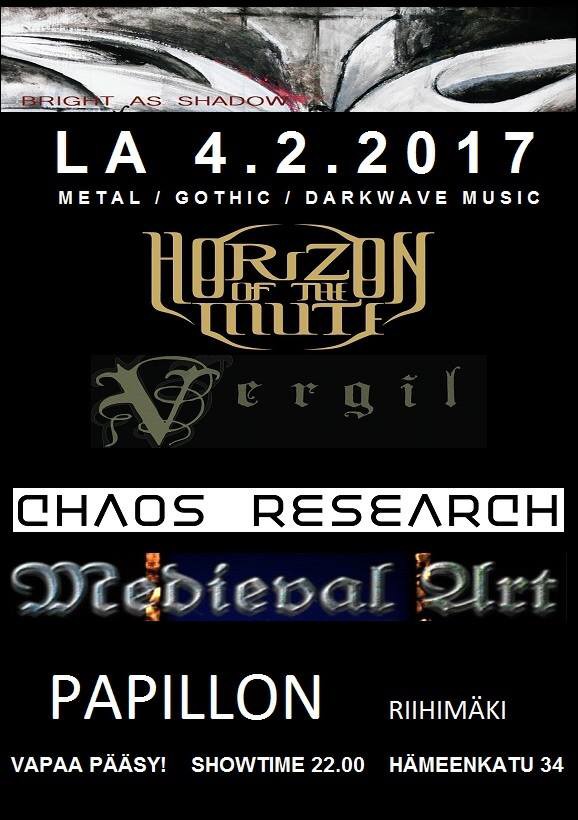 Lauantaina 4.2.2017 &mdash; Metal / Gothic / Darkwave Music