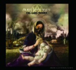 Maalaus tai piirros rumasta asetelmasta, jossa kalmankalpea kaksipäinen lapsi on naamarinaamaisen naisen sylissä.