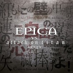 Harmaata taustaa vasten japanilaisin kirjaimin tai merkein erilaisia symboleita, joiden päällä läukee valkoisella värillä Epica vs Attack on Titan Songs.