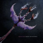 Abstrakti piirros tai valokuva jonkinlaisesta violetista mössöstä tummanharmaata taustaa vasten.