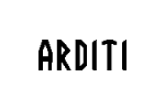 Arditi-bändin logo mustalla valkoista taustaa vasten. Kirjaimet alkeellisin, koristelemattomin tikkukirjaimin.