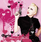 Ayria-yhtyeen "Hearts For Bullets" -albumin kansikuva, jossa näkyy vaaleahiuksinen mustiin vaatteisiin pukeutunut nainen pitämässä pientä pistoolia hyppysissään. Tausta on vaaleanpunainen ja siihen on tuherrettu sydämiä.