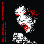 Global Citizenin "Master Stroke" -albumin etukansi. Kuvassa piirretty naamavärkki naisesta, jolla punainen suu auki ja silmien yläluomissa punaista maalia. Kuvan pohjaväri on musta. Naisen kasvoilla kiharoita mustia hiuksia. Kuvan vasemmassa laidassa p