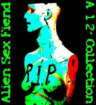 Alien Sex Fiendin "R.I.P."-kokoelman kansikuvassa näkyy psykedeelinen valokuva alastoman ihmisen ylävartalosta, joka värjäytynyt siniseksi, vihreäksi, punaiseksi. Tausta on musta. Kuvan molemmissa laidoissa vihreällä värillä kirjoitusta pystysuun