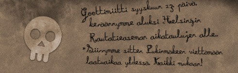 Goottimiitti syyskuun 23. päivä. Keräännymme aluksi Helsingin Rautatieaseman aikataulujen alle. Siirrymme sitten Pukinmäkeen viettämään laatuaikaa yhdessä. Kaikki mukaan!